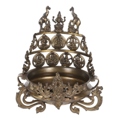 Antique Finished Decorative Brass Bowl with Classic Motifs