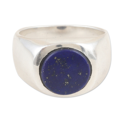 Sterling Silver Domed Ring with Lapis Lazuli Cabochon