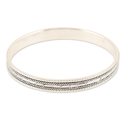 Traditional Sterling Silver Bangle Bracelet Crafted in India