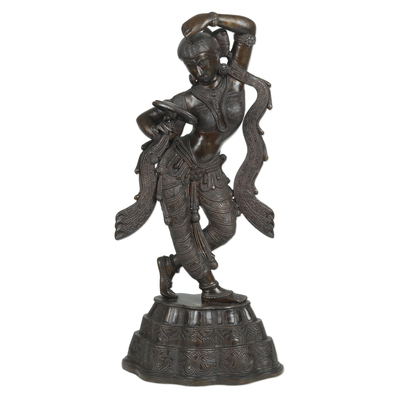 Antiqued Finished Brass Sculpture of a Woman Dancing