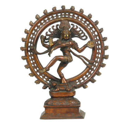 Antiqued Finished Brass Sculpture of the Nataraja Dance