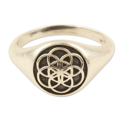 Modern Sterling Silver Signet Ring in a Combination Finish