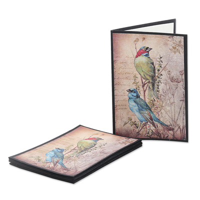 Bird-Themed Handmade Paper Greeting Cards (Set of 5)