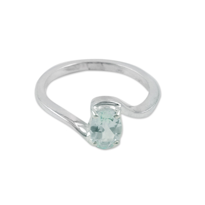 Sterling Silver Single Stone Ring with One-Carat Blue Topaz
