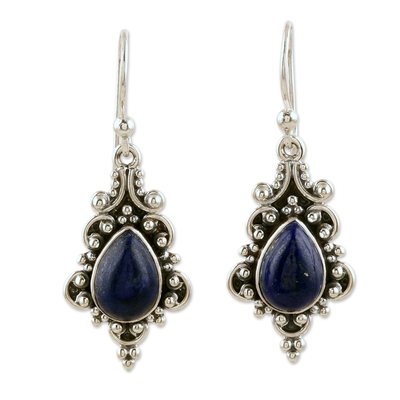 Baroque-Inspired Dangle Earrings with Lapis Lazuli Stones