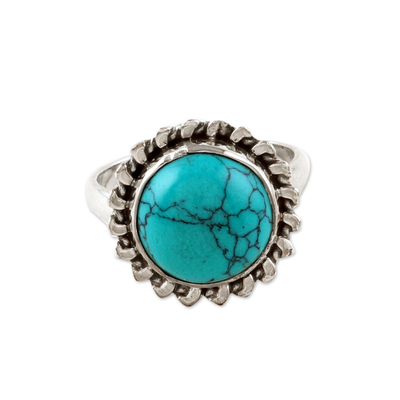 Sterling Silver Cocktail Ring with Reconstituted Turquoise