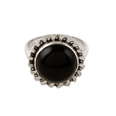 925 Silver Cocktail Ring with Black Onyx Stone from India