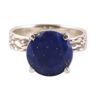 Sterling Silver Lapis Lazuli Solitaire Ring from India