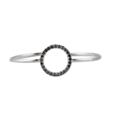 Modern Sterling Silver Cuff Bracelet with Spinel Jewels