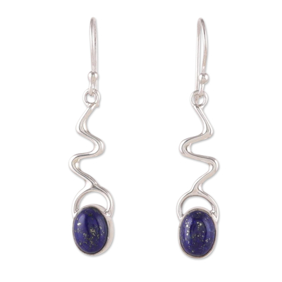 Modern Lapis Lazuli Dangle Earrings from India