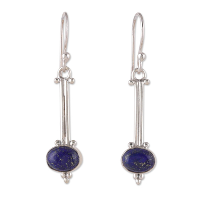 Modern Sterling Silver and Lapis Lazuli Dangle Earrings
