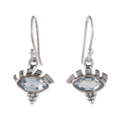 Two-Carat Marquise-Shaped Blue Topaz Dangle Earrings
