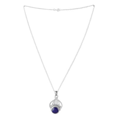 Polished Tiara-Inspired Lapis Lazuli Pendant Necklace