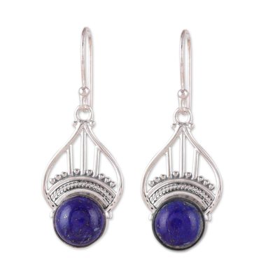 Polished Tiara-Inspired Lapis Lazuli Dangle Earrings