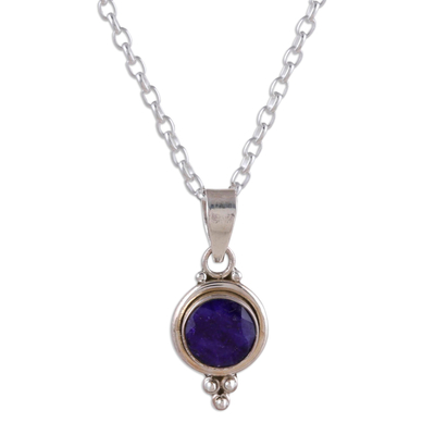 Indian Sapphire and Sterling Silver Pendant Necklace