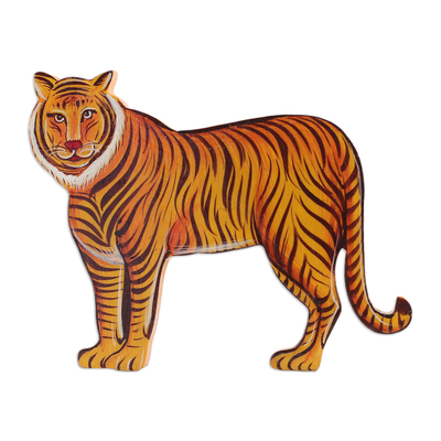 Hand-Painted Bengal Tiger Kadam Wood Magnet from India