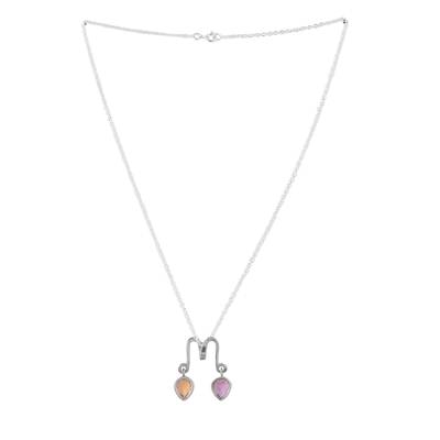 Classic One-Carat Amethyst and Citrine Pendant Necklace