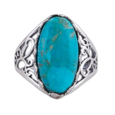 Classic Recon Turquoise and Sterling Silver Cocktail Ring