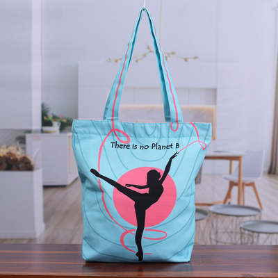 Printed Inspirational Blue and Pink Cotton Tote Bag