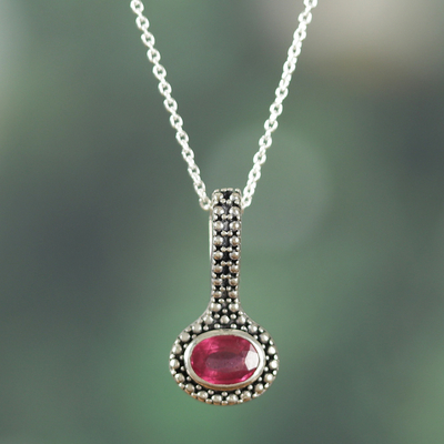 Classic One-Carat Faceted Ruby Pendant Necklace from India