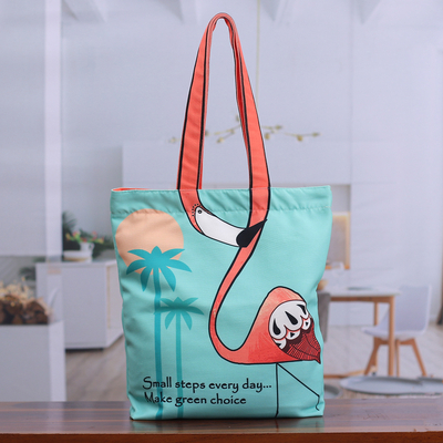 Printed Inspirational Flamingo-Themed Cotton Tote Bag