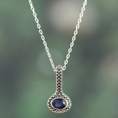 Classic One-Carat Faceted Sapphire Pendant Necklace