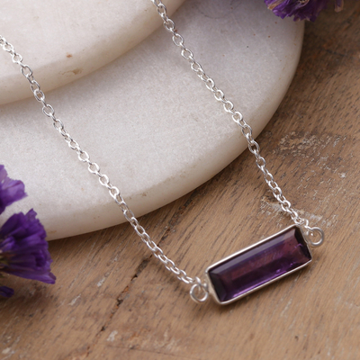 Three-Carat Faceted Amethyst Pendant Bracelet from India