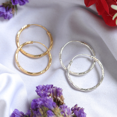 Set of 2 Classic Gold-Plated and Sterling Silver Earrings