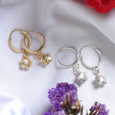 Set of 2 Floral Gold-Plated and Sterling Silver Earrings