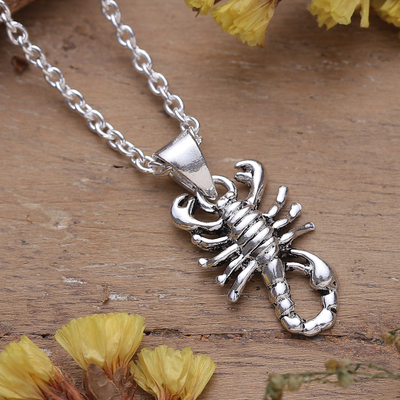 Scorpion-Themed Sterling Silver Pendant Necklace