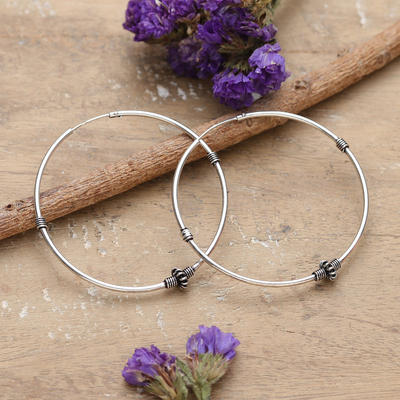 Classic Sterling Silver Hoop Earrings from India