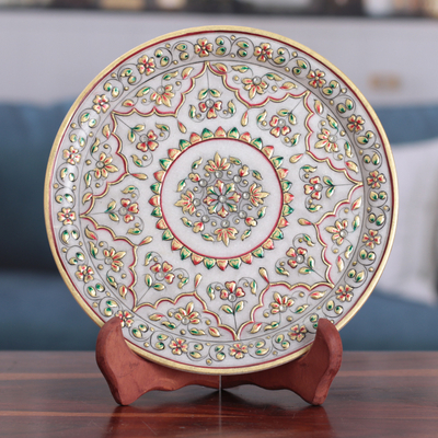 Star-Themed Floral and Leafy Marble Decorative Plate