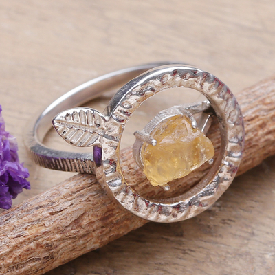 Sterling Silver and Freeform Citrine Cocktail Ring