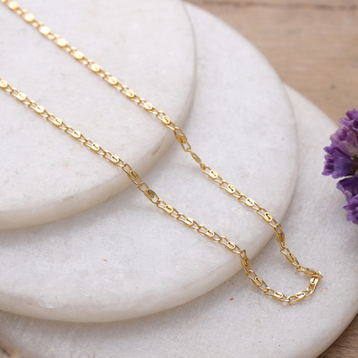 22k Gold-Plated Snail Chain Necklace in a High Polish Finish