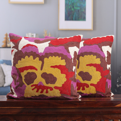 Embroidered Bohemian Cotton Cushion Covers (Pair)