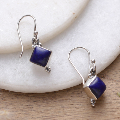 Polished Lapis Lazuli Cabochon Dangle Earrings