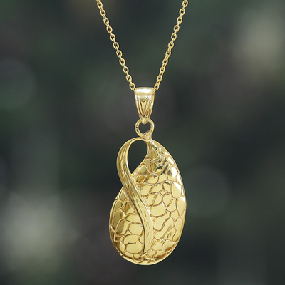 High-Polished Traditional Brass Pendant Necklace from India