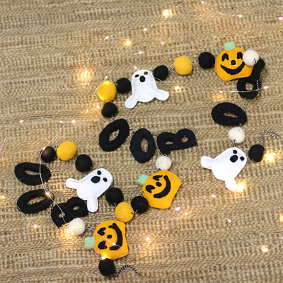 100% Wool Felt Halloween Garland Handcrafted in India