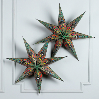 Classic Forest-Inspired Star-Shaped Papel Wall Accent Pair