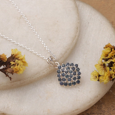 High-Polished Star-Shaped Faceted Sapphire Pendant Necklace