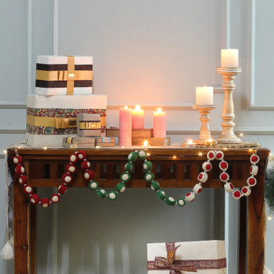 Christmas-Themed 100% Wool Felt Garland Handmade in India