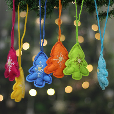 Christmas Tree-Themed 6-Piece Multicolor Felt Ornament Set