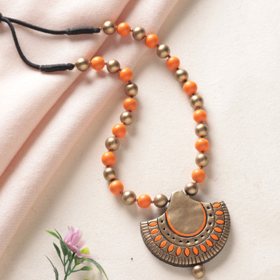 Hand-Painted Adjustable Ceramic Long Statement Necklace