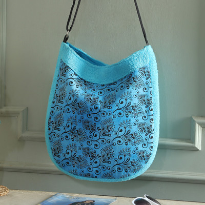 Spring-Inspired Cerulean 100% Cotton Floral Shoulder Bag