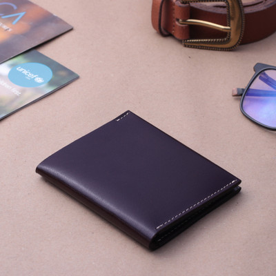 100% Espresso Leather Bi-Fold Card Holder Wallet for Men