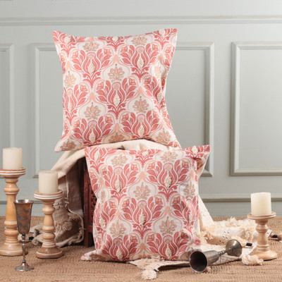 2 Cotton Cushion Covers with Lurex and Tufted Embroidery