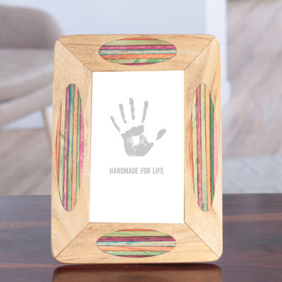 Bohemian-Inspired Handmade 4x6 Wood Photo Frame from India