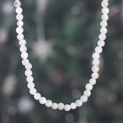 Artisan-Made Birthstone Moonstone Beaded Necklace from India