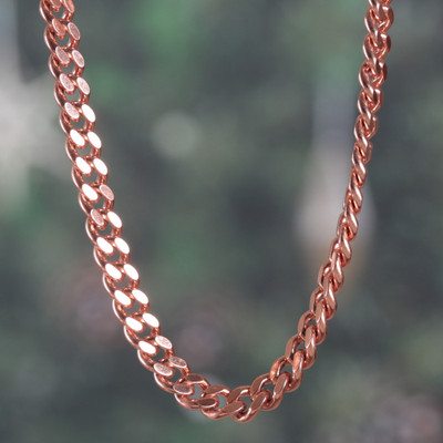 Polished Copper-Plated Cuban Link Chain Necklace for Men