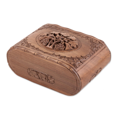 Floral Carved Wood Jewelry Box